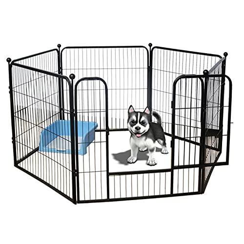 Laufstall für Hunde, Hundelaufstall für kleine Hunde, Faltbarer Welpen-Hundestall, Huntch-Katzenzaun, 6 Felder – höchste 100 cm (schwarz 160 x 80 x 80, geeignet für 25 kg) von WYRMB