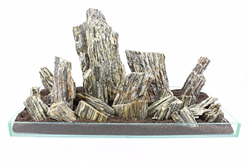 WYSKONT Schiefersteine - Aquarium Deko - Terrarium Deko - Aquarium Steine 3 kg Holzoptik - Aquarium Höhle - Aquarium Dekoration - Naturstein - Aquarium Zubehoer - Aquascaping Gestein Rückwand von WYSKONT