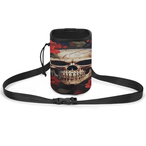 Haustier-Trainingspaket, Totenkopf-Rosen-roter Druck, vielseitige Haustier-Trainingstasche, stilvolles Haustierzubehör, Mehrzweck-Tragetasche, leichte Hundetasche von WYUSPGK