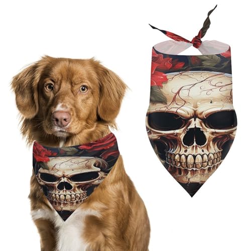 Stylisches Haustier-Bandana für Katzen und Hunde, Totenkopf-Dreieckstuch mit rosafarbenem Druck, leicht und langlebig, perfekt für den täglichen Gebrauch oder besondere Anlässe von WYUSPGK