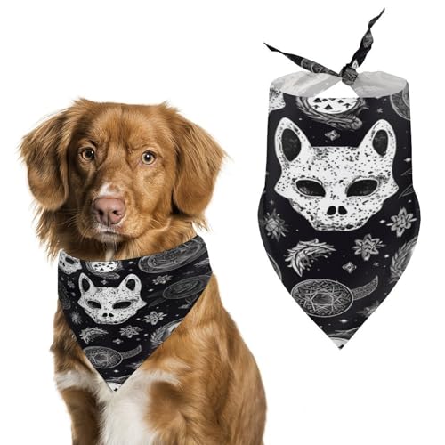 Stylisches Haustier-Bandana für Katzen und Hunde, Totenkopf-Katze, Mond, Gothic-Druck, Dreieck-Schal, leicht und langlebig, perfekt für den täglichen Gebrauch oder besondere Anlässe von WYUSPGK