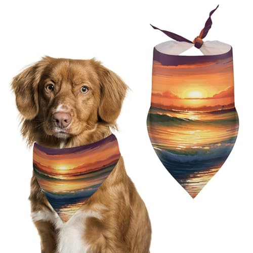 Stylisches Haustier-Halstuch für Katzen und Hunde, Dreieckstuch mit Sonnenuntergang am Meer, leicht und langlebig, perfekt für den täglichen Gebrauch oder besondere Anlässe von WYUSPGK