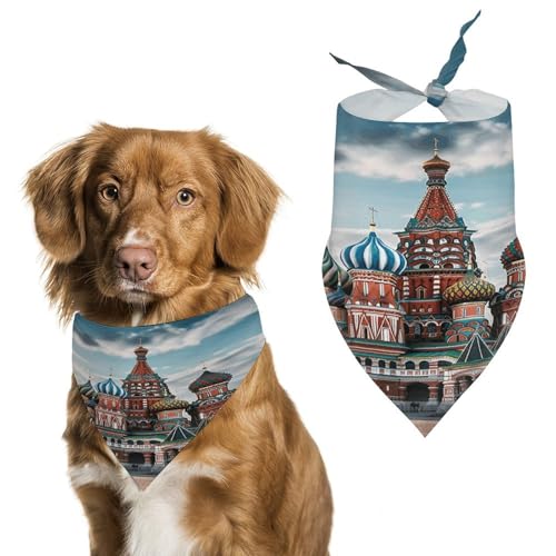 Stylisches Haustier-Halstuch für Katzen und Hunde, Dreieckstuch mit St.-Basilikum-Kathedrale in Moskau-Druck, leicht und langlebig, perfekt für den täglichen Gebrauch oder besondere Anlässe von WYUSPGK