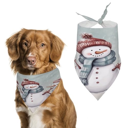 Stylisches Haustier-Halstuch für Katzen und Hunde, Winter-Schneemann-Druck, Dreieckstuch, leicht und langlebig, perfekt für den täglichen Gebrauch oder besondere Anlässe von WYUSPGK