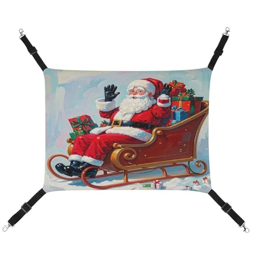 WYUSPGK Cozy Pet Hammock, Santa Says Hello Print, atmungsaktive Haustier-Hängematte, platzsparendes Canvas-Bett für Katzen und kleine Hunde, verstellbar, tragbar und leicht zu reinigen von WYUSPGK