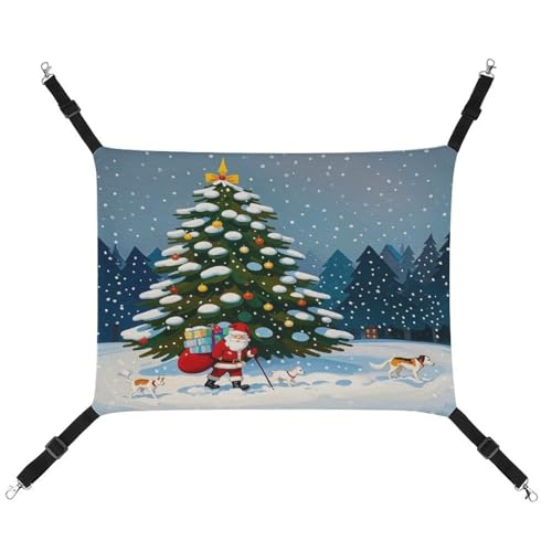 WYUSPGK Cozy Pet Hammock, Santa on the Move Print Breathable Pet Hammock Space-Saving Canvas Bed for Cats and Small Dogs, Adjustable, Portable and Easy to Clean von WYUSPGK