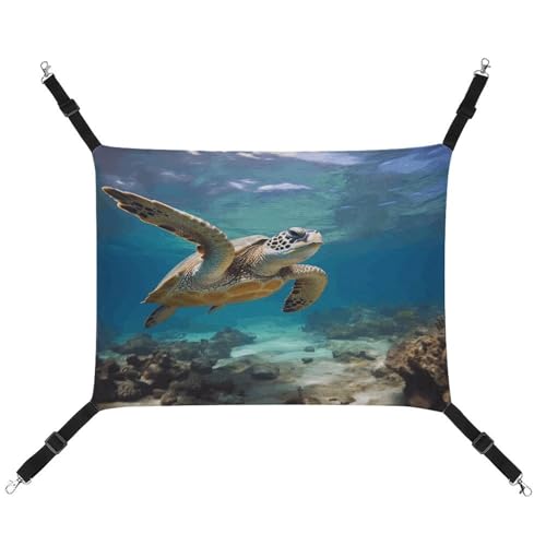 WYUSPGK Cozy Pet Hammock, Sea Turtle1 Print Breathable Pet Hammock Space Saving Canvas Bed for Cats and Small Dogs, Adjustable, Portable and Easy to Clean von WYUSPGK