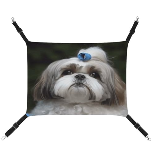 WYUSPGK Cozy Pet Hammock, Shih Tzu Dog Print Breathable Pet Hammock Space Saving Canvas Bed for Cats and Small Dogs, Adjustable, Portable and Easy to Clean von WYUSPGK