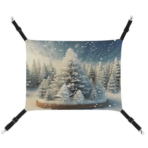 WYUSPGK Cozy Pet Hammock, Snow Wonderland Pine Tree Christmas Print Breathable Pet Hammock Space Saving Canvas Bed for Cats and Small Dogs, Adjustable, Portable and Easy to Clean von WYUSPGK