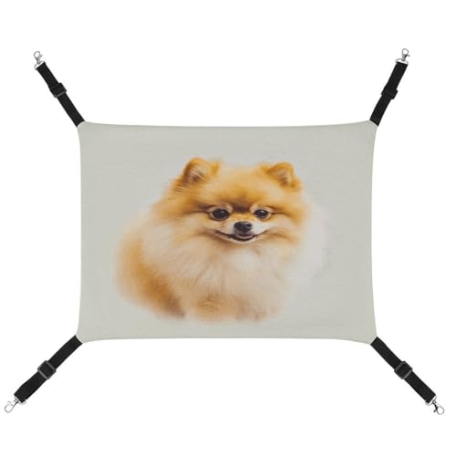 WYUSPGK Cozy Pet Hammock, Yellow Pomeranian Print Breathable Pet Hammock Space Saving Canvas Bed for Cats and Small Dogs, Adjustable, Portable and Easy to Clean von WYUSPGK