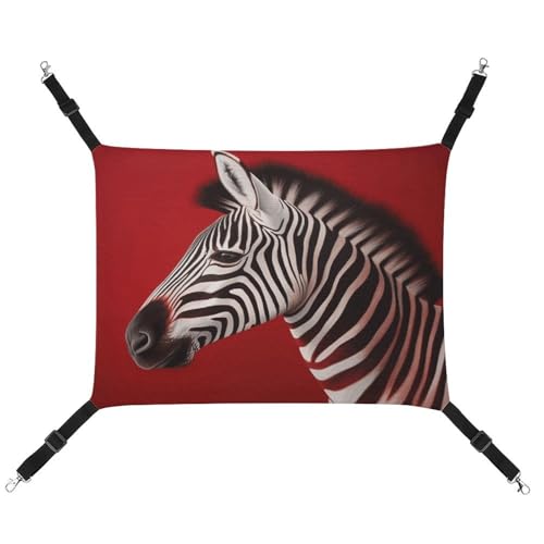 WYUSPGK Cozy Pet Hammock, Zebra Red Print Breathable Pet Hammock Space Saving Canvas Bed for Cats and Small Dogs, Adjustable, Portable and Easy to Clean von WYUSPGK