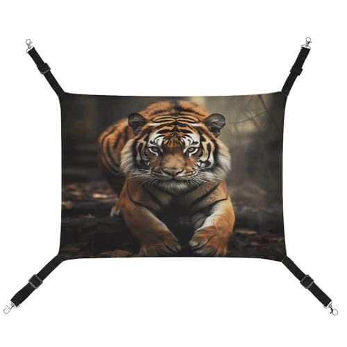 WYUSPGK Gemütliche Haustier-Hängematte, Wildtiere, Tiger-Druck, atmungsaktiv, Haustier-Hängematte, platzsparendes Canvas-Bett für Katzen und kleine Hunde, verstellbar, tragbar und leicht zu reinigen von WYUSPGK