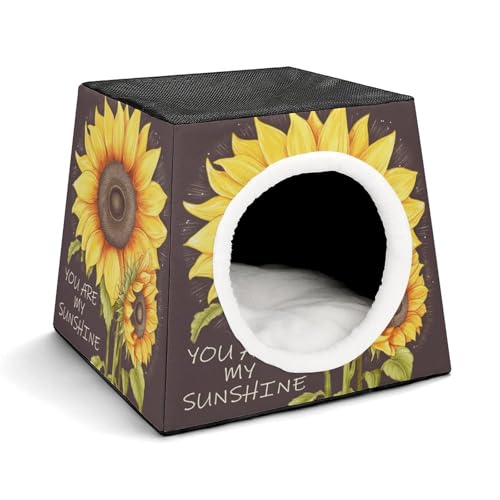 WYUSPGK Kapsel-Haustiernest, stilvolles und gemütliches Weltraumkapsel-Design für kleine Haustiere, You are My Sunshine Sonnenblumen-Druck, stilvolles Haustiernest, gemütliches Haustiernest, tragbares von WYUSPGK