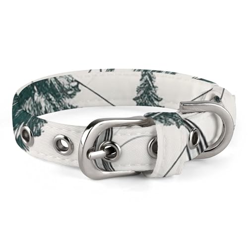 WYUSPGK Niedliches Katzenhalsband, Skilift mit Tannenbaum-Aufdruck, personalisierbares Hundehalsband, geeignet für kleine und mittelgroße Hunde von WYUSPGK