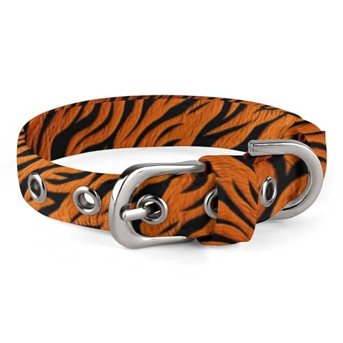 WYUSPGK Niedliches Katzenhalsband, Tigerstreifen, orangefarbener Druck, personalisierbar, geeignet für kleine und mittelgroße Hunde von WYUSPGK