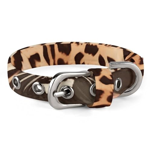 WYUSPGK Niedliches Katzenhalsband, gestreiftes Leopardenmuster, personalisierbar, geeignet für kleine und mittelgroße Hunde von WYUSPGK