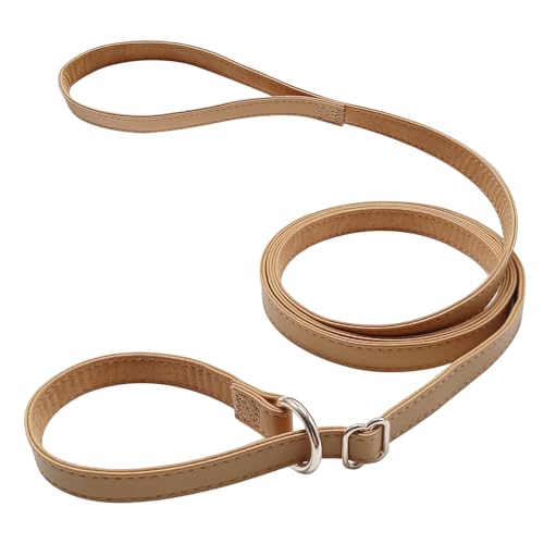 WYuZe Hundeleine aus Leder, 1,8 m, 1,6 cm breit, weiche Lederleine und Halsband, kein Ziehen, Trainingsleine für kleine und mittelgroße Hunde von WYUZE