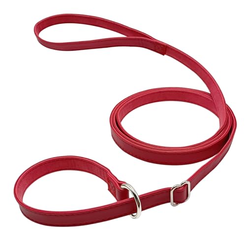 WYuZe Hundeleine aus Leder, 1,8 m, 1,6 cm breit, weiche Lederleine und Halsband, kein Ziehen, Trainingsleine für kleine und mittelgroße Hunde von WYUZE