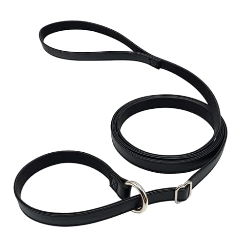 WYuZe Hundeleine aus Leder, 1,8 m, 1,6 cm breit, weiche Lederleine und Halsband, kein Ziehen, Trainingsleine für kleine und mittelgroße Hunde von WYUZE