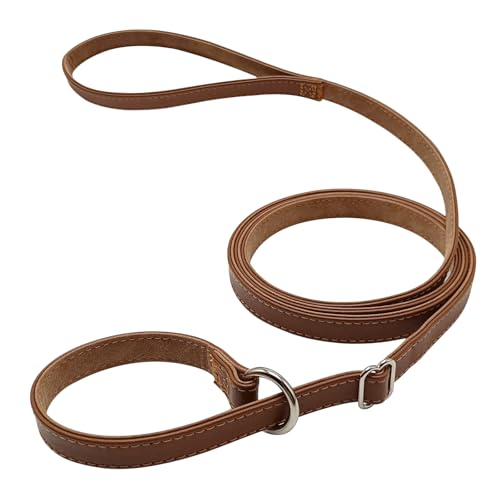 WYuZe Hundeleine aus Leder, 1,8 m, 1,6 cm breit, weiche Lederleine und Halsband, kein Ziehen, Trainingsleine für kleine und mittelgroße Hunde von WYUZE