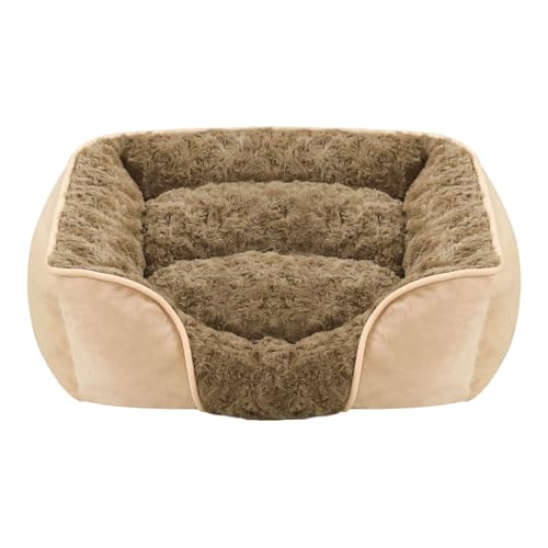 WZTHLF Hundebett, wiederverwendbare Hundematte, Haustierbett mit abnehmbarem Kissen, weich und schön, rutschfester Hundekorb, Hundesofa, abnehmbares Kissen (Khaki, L) von WZTHLF