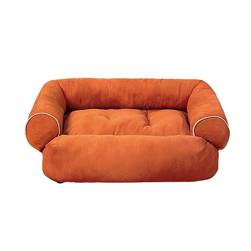 WZTHLF Hundebett, wiederverwendbare Hundematte, Haustierbett mit abnehmbarem Kissen, weich und schön, rutschfester Hundekorb, Hundesofa, abnehmbares Kissennest (Orange, L) von WZTHLF