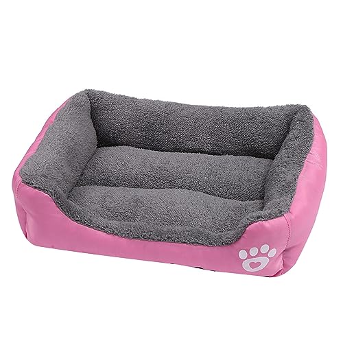 WZTHLF Hundebett, wiederverwendbare Hundematte, Haustierbett mit pelzigem Kissen, weich und schön, rutschfester Hundekorb, Hundesofa, pelziges Kissen, Nest für Welpen (Rosa) von WZTHLF