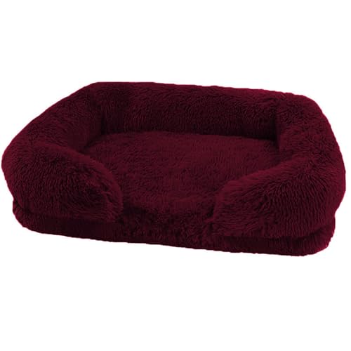 WZTHLF Hundebett, wiederverwendbare Hundematte, kreatives Haustierbett, abnehmbares Kissen, Nest für Hunde und weiches Plüsch, bequemes Sofa, mehrere Größen und Farben (Burgunderrot, XL-Größe) von WZTHLF