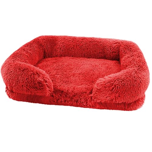 WZTHLF Hundebett, wiederverwendbare Hundematte, kreatives Haustierbett, abnehmbares Kissen, Nest für Hunde und weiches Plüsch, bequemes Sofa, mehrere Größen und Farben (Rot, Größe L) von WZTHLF