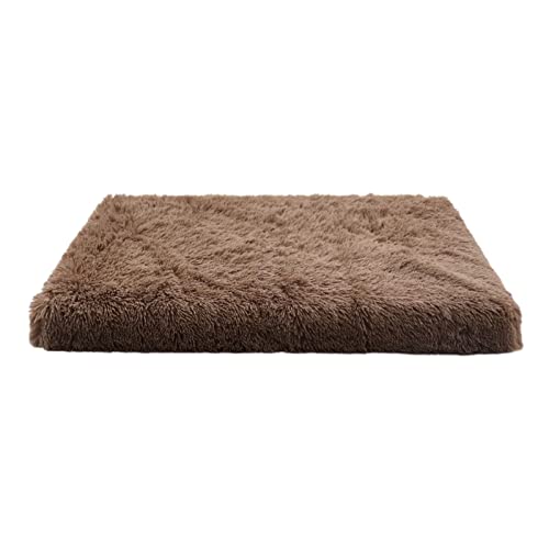 WZTHLF Hundebett, wiederverwendbare Hundematte, quadratisch, lang, Plüsch, warmes Hundebett mit Matten, Haustierhütte, warm, für Haustiere, waschbar, Hundesofa (Khaki, L) von WZTHLF