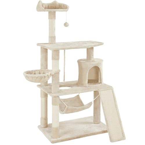 Katzenbaum Kratzbaum mit Condo und Kratzbaum Tower Beige for Katzen Katzenkletterbaum Kratzbäume (Color : Beige) von WaLdor