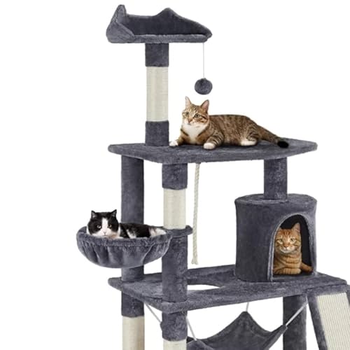 Katzenbaum Kratzbaum mit Condo und Kratzbaum Tower Beige for Katzen Katzenkletterbaum Kratzbäume (Color : Darkgray) von WaLdor