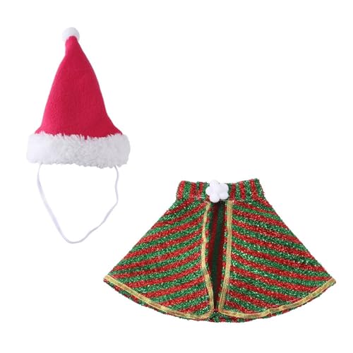 WaLdor Feiertags-Haustierkostüm Haustier-Nikolausmütze und Umhang-Anzug, kreatives Weihnachts-Hundekostüm, lustige Katzen- und Hundekleidung Haustier-Feiertagskostüm-Anzug (Color : B, Size : L) von WaLdor
