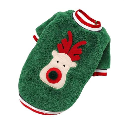 WaLdor Feiertags-Haustierkostüm Weihnachtskleidung for Haustiere, korallenrote Plüsch-Hundepullover, Weihnachtskleidung for Katzenausflüge Haustier-Feiertagskostüm-Anzug (Color : Green, Size : M) von WaLdor