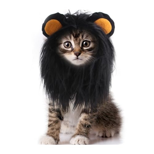 WaLdor Tierhaarkostüm Haustier-Kopfbedeckung, Perückenhut, Hunde- und Katzenkopfbedeckung, Haustierkleidung, Löwenkopfbedeckung Lustige Hunde-Katze-Cosplay-Perücke (Size : M) von WaLdor