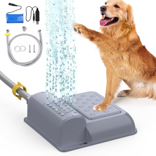 Waaiio Hund Wasserbrunnen Outdoor Step On Hund Wassersprinkler Automatisches Trinkwasserspielzeug Pfote aktiviert von Waaiio