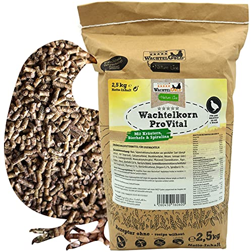 WachtelGold Wachtelfutter 2,5kg - Wachtelkorn ProVital - ohne Gentechnik, ohne Palmöl - Legefutter, Legekorn von WachtelGold