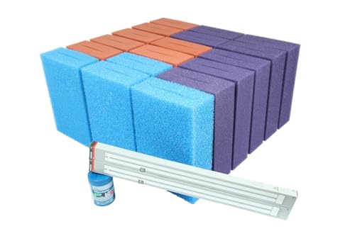 Wacredo Wartungspaket für Oase Biotec Screenmatic² 140.000/145.000 Teichfilter Schwamm Set Filterstarter 2 x 55 W Leuchtmittel Komplettset Wasseraufbereitung Filterschwamm Teichpflege Ersatzschwämme von Wacredo