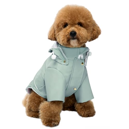 Waffles & Crunch Oxford Hunde-Regenmantel: 100% wasserdicht, strapazierfähige Regenjacke für Hunde, reflektierende Streifen, elegantes weiches Futter, Zugang zum Geschirr, abnehmbare Kapuze, Unisex, von Waffles & Crunch