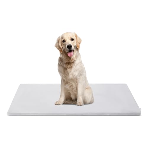 WagWonders Hundebett, waschbar, hohe Widerstandsfähigkeit, Schaumstoffmatte mit rutschfester Unterseite, weiches Flanell-Hundebox-Pad für extra große Hunde, 119,4 x 73,7 cm, Grau von WagWonders