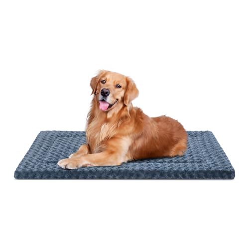 WagWonders Hundebett-Matte, waschbar, wendbar, weich, flauschig, mit rutschfester Unterseite, für große Hunde, 104 x 68 x 3,8 cm, Grau von WagWonders