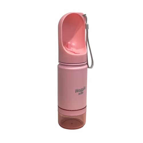 Waggle Bottle Edelstahl-Reisewasserflasche, vakuumisolierter tragbarer Hundewasserspender, Getränkebecher und Snackbehälter für unterwegs, Spaziergänge im Freien, Wandern, Reisen (Rosa) von Waggle Bottle