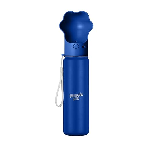 Waggle Bottle Edelstahl-Reisewasserflasche, vakuumisoliert, tragbarer Hundewasserspender, Getränkebecher und Snackbehälter für unterwegs, Spaziergänge im Freien, Wandern, Reisen (Kobalt, 623.7 g) von Waggle Bottle