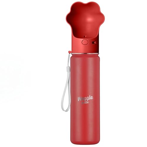 Waggle Bottle Edelstahl-Reisewasserflasche, vakuumisolierter tragbarer Hundewasserspender, Getränkebecher und Snackbehälter für unterwegs, Spaziergänge im Freien, Wandern, Reisen (Rot, 623.7 g) von Waggle Bottle