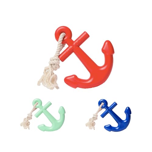 Waggo Anchors Aweigh Hundespielzeug aus Gummi, klein, Kirschrot von Waggo