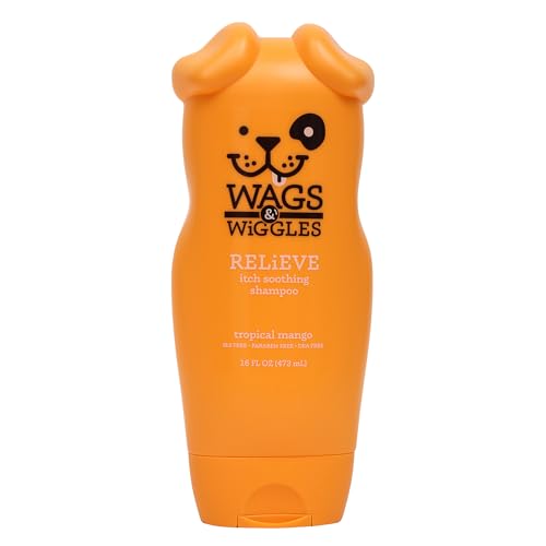 Wags & Wiggles Anti-Juckreiz Hundeshampoo | Shampoo für alle Hunde mit trockener, juckender oder empfindlicher Haut | frischer und fruchtiger Mangoduft, der Ihr Hund lieben wird, 473 ml von Wags & Wiggles