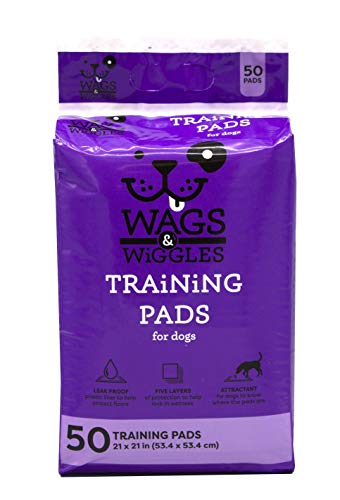 Wags & Wiggles Trainingspads für Hunde, Welpen-Urinierunterlagen für Hunde, Hunde- und Welpenbedarf, Hundetrainingspads, Starke und saugfähige Trainingspads (1 Stück, insgesamt 50 Stück) von Wags & Wiggles