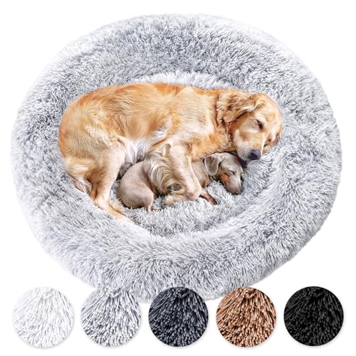 Wahre Tierliebe Hundebett Donut - Das Original - waschbar [M, 80cm, grau] Hundekissen, Hundekorb, Flauschiges Hundebett für große, mittelgroße & kleine Hunde von Wahre Tierliebe