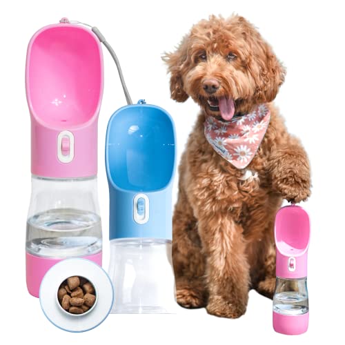 Wahre Tierliebe 2in1 Hundetrinkflasche to Go [460ml] mit Leckerli-Behälter - Tragbare Hunde-Wasserflasche mit leichtem Zugang zum Wasser und Snacks, BPA-frei, ideal für unterwegs, Wandern, Reisen von Wahre Tierliebe