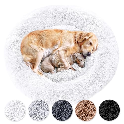 Wahre Tierliebe Hundebett Donut - Das Original - waschbar [XXS, 50cm, weiß] Hundekissen, Hundekorb, Flauschiges Hundebett für große, mittelgroße & kleine Hunde von Wahre Tierliebe